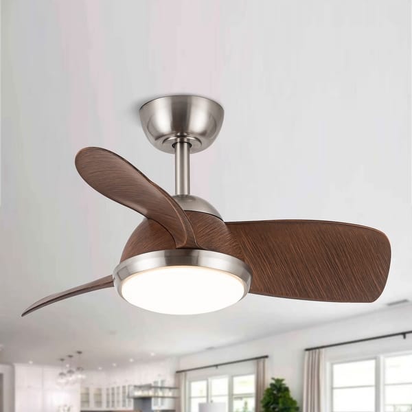 30" Modern 3Blades Nickel DC Motor LED Ceiling Fan with Remote 30in